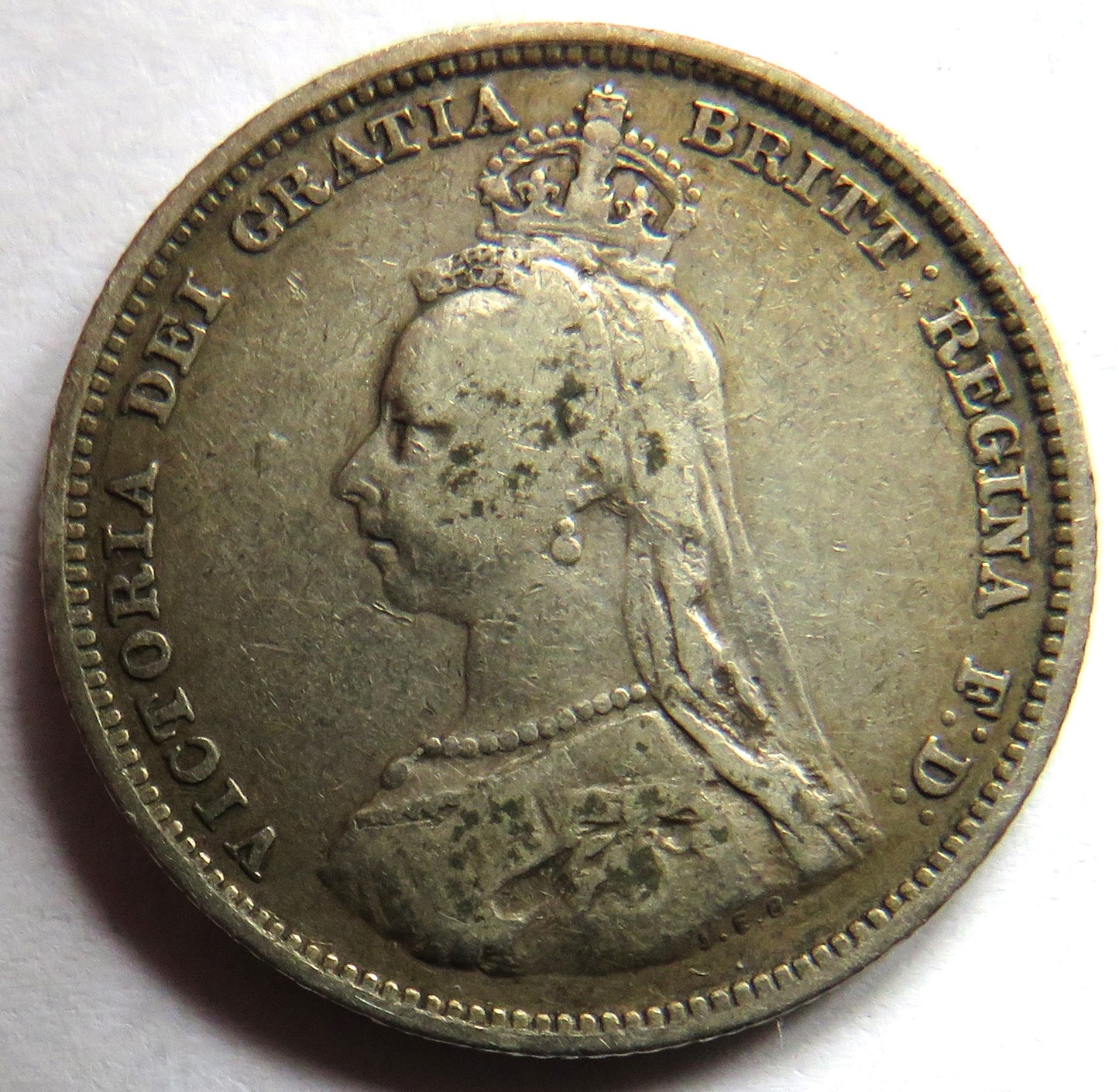 1887 Queen Victoria Jubilee Head Silver Shilling Coin - Great Britain