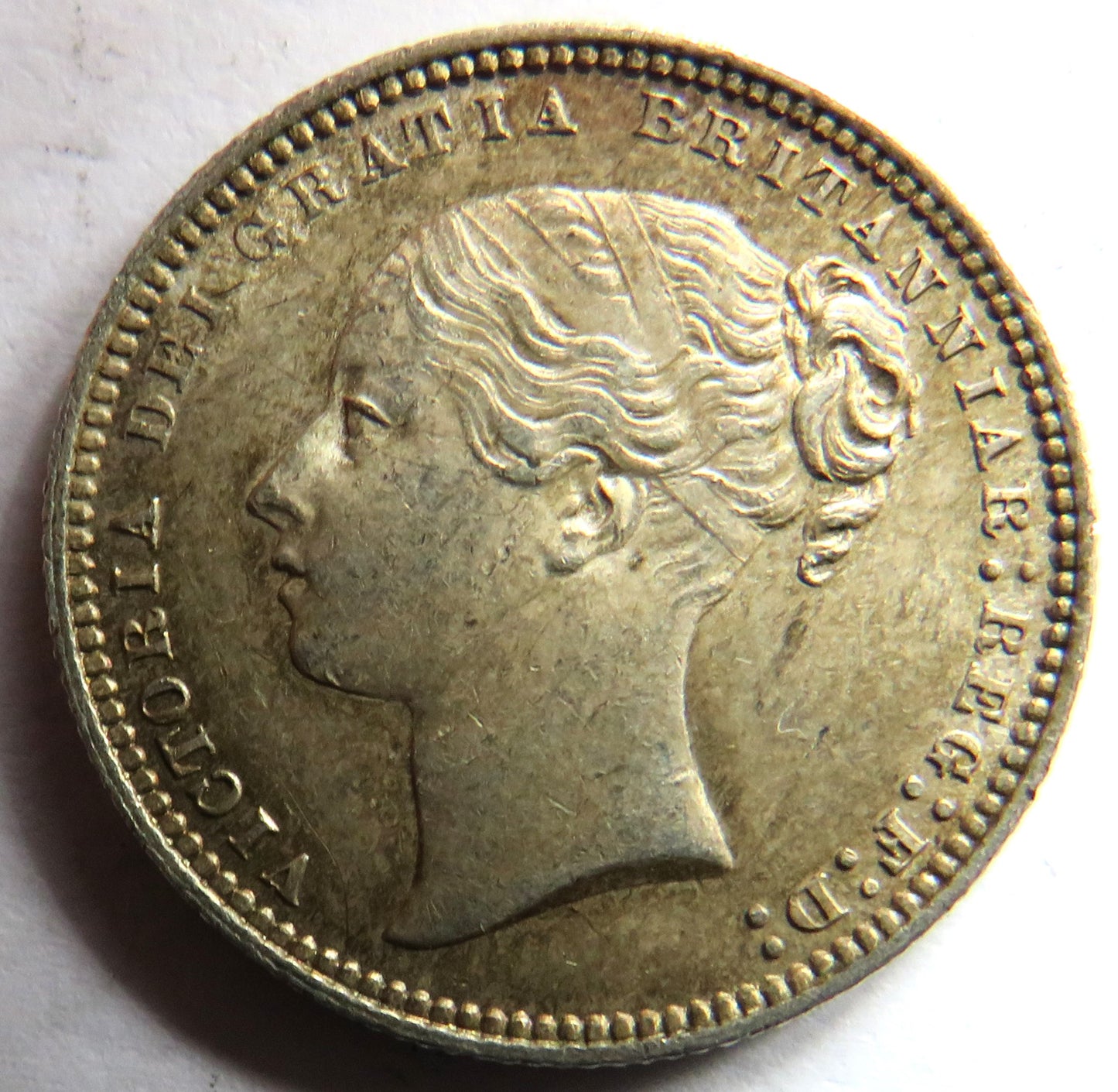 1868 Queen Victoria Young Head Silver Shilling Coin In High Grade