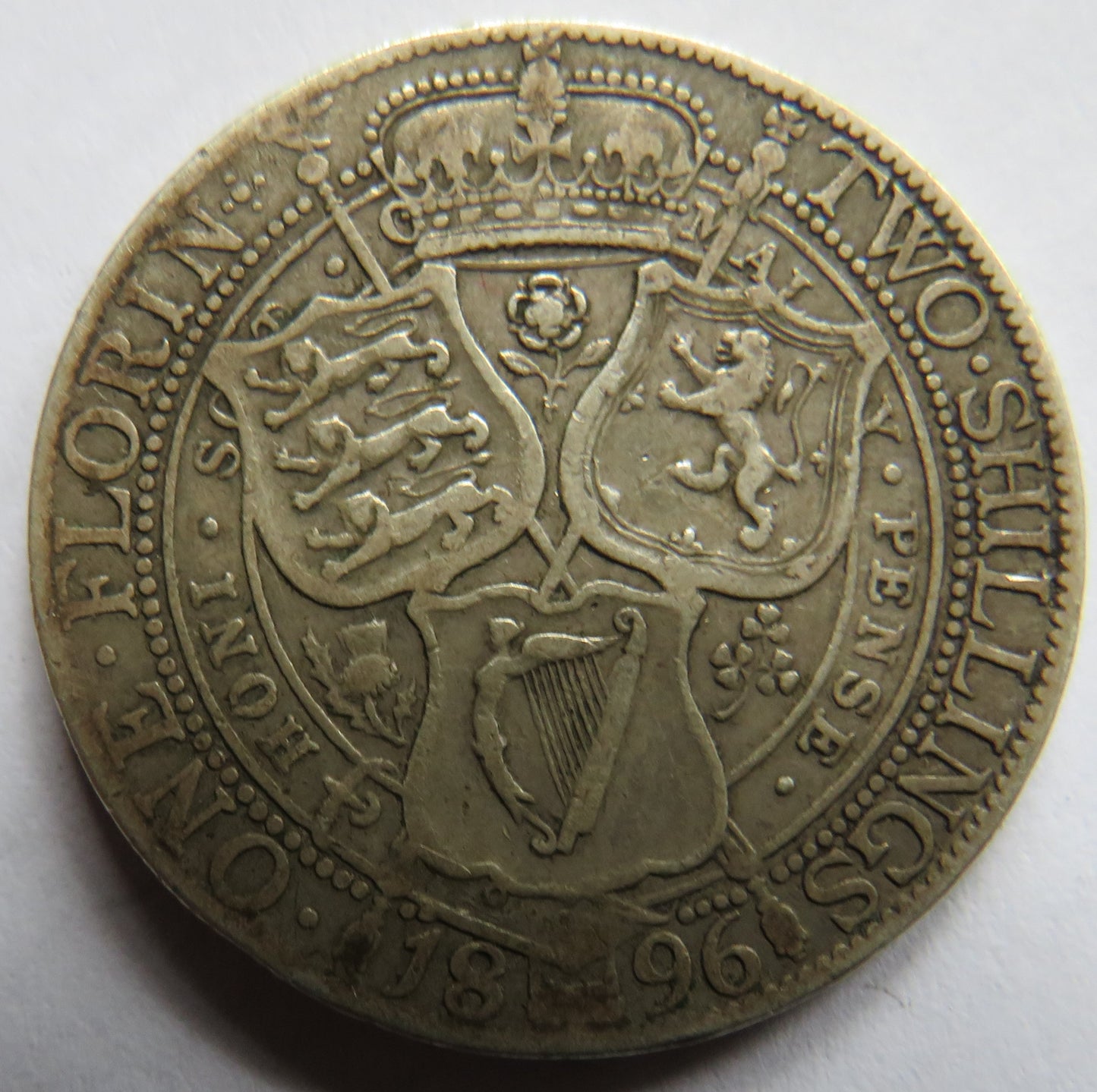 1896 Queen Victoria Silver Florin / Two Shillings Coin - Great Britain