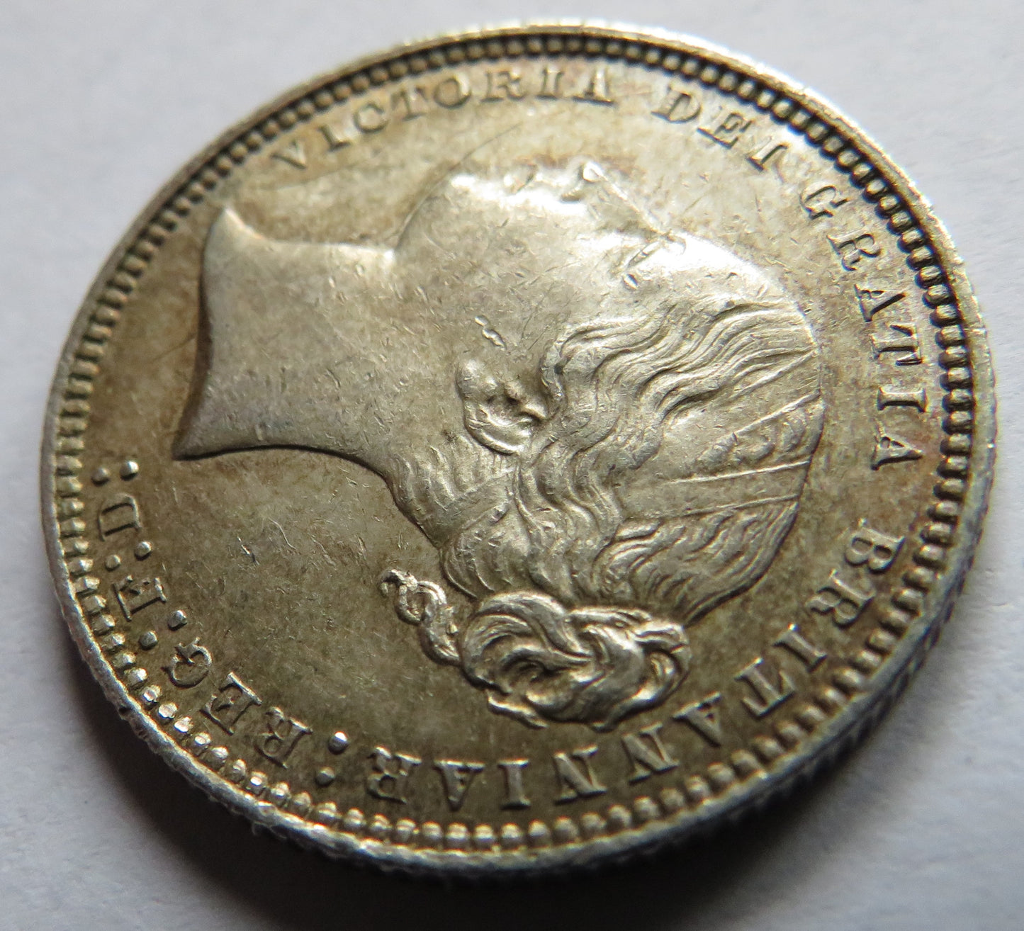 1868 Queen Victoria Young Head Silver Shilling Coin In High Grade