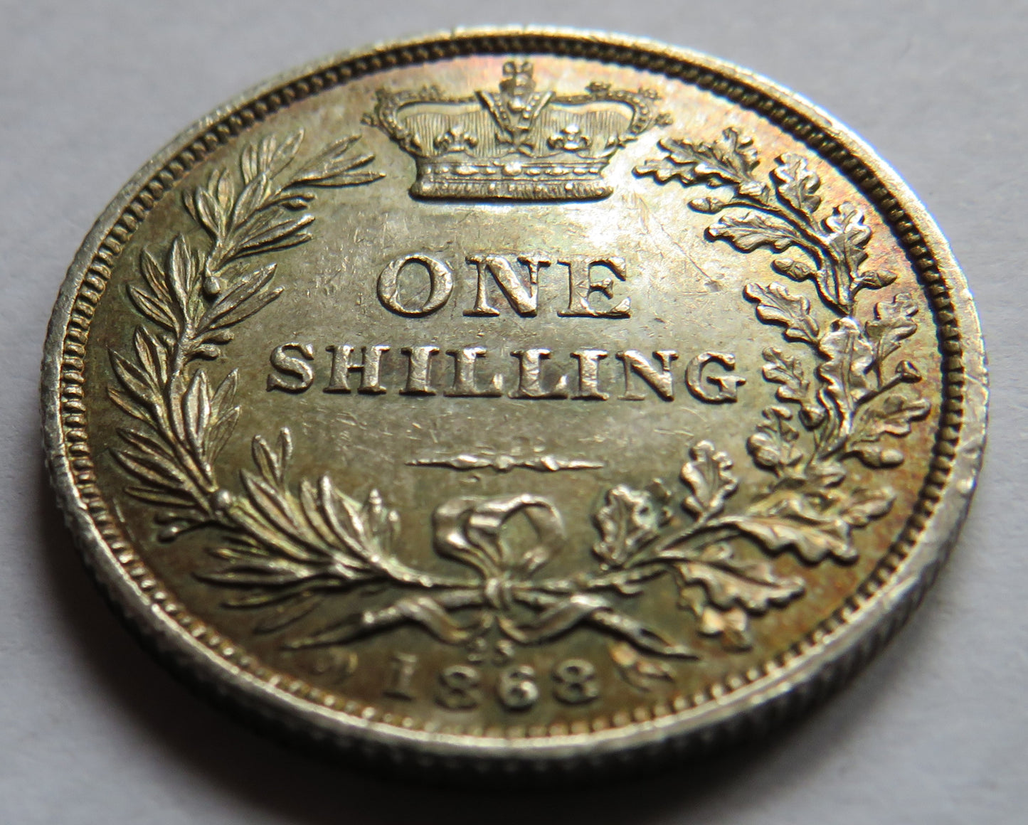 1868 Queen Victoria Young Head Silver Shilling Coin In High Grade