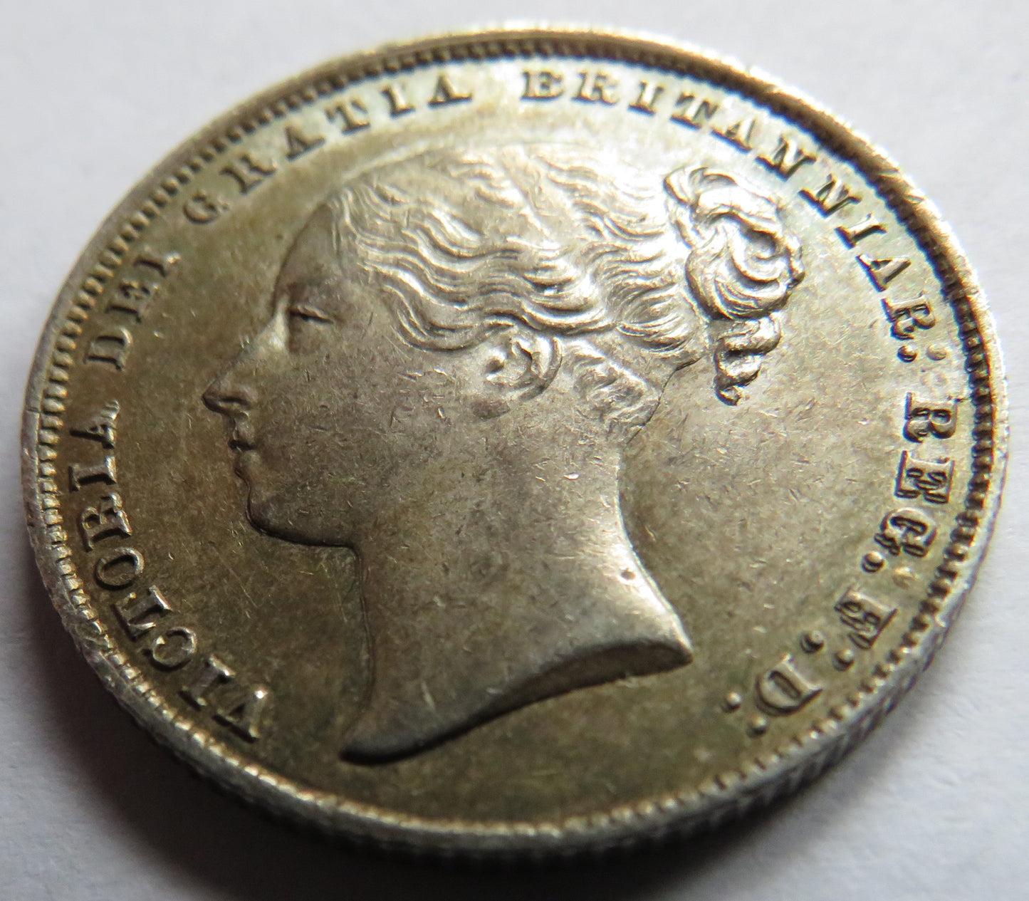 1866 Queen Victoria Young Head Silver Shilling Coin In High Grade