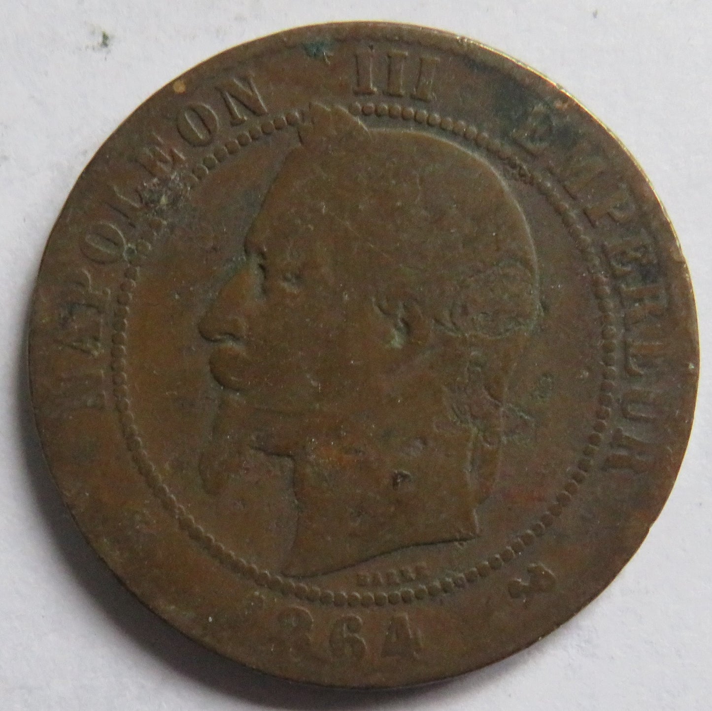1864-K Napoleon III France 10 Centimes Coin