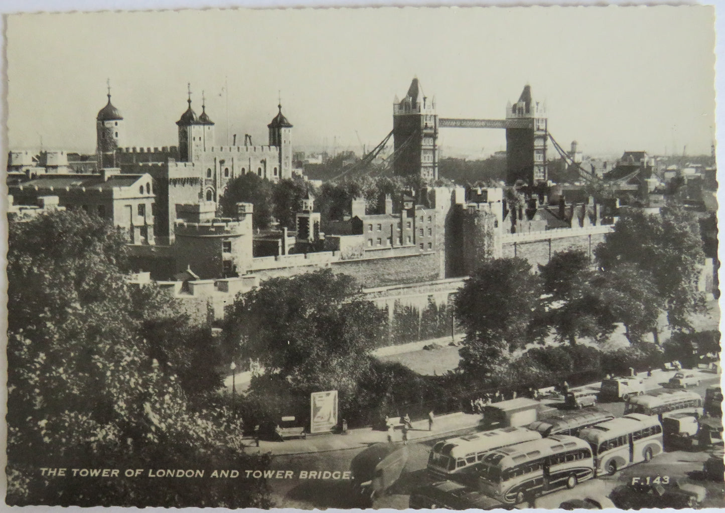 Vintage Postcard of The Tower of London and Tower Bridge