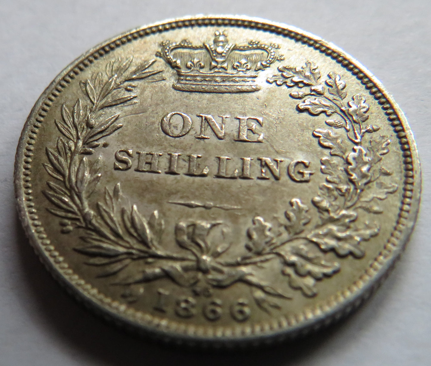 1866 Queen Victoria Young Head Silver Shilling Coin In High Grade
