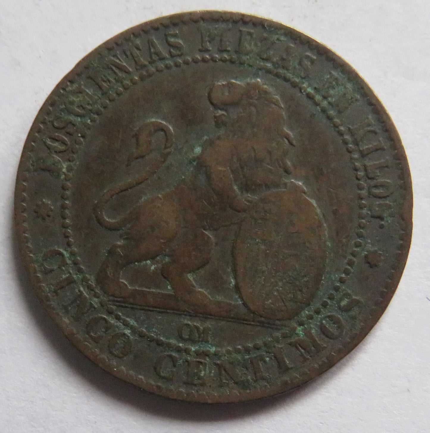1870 Spain 5 Centimos Coin