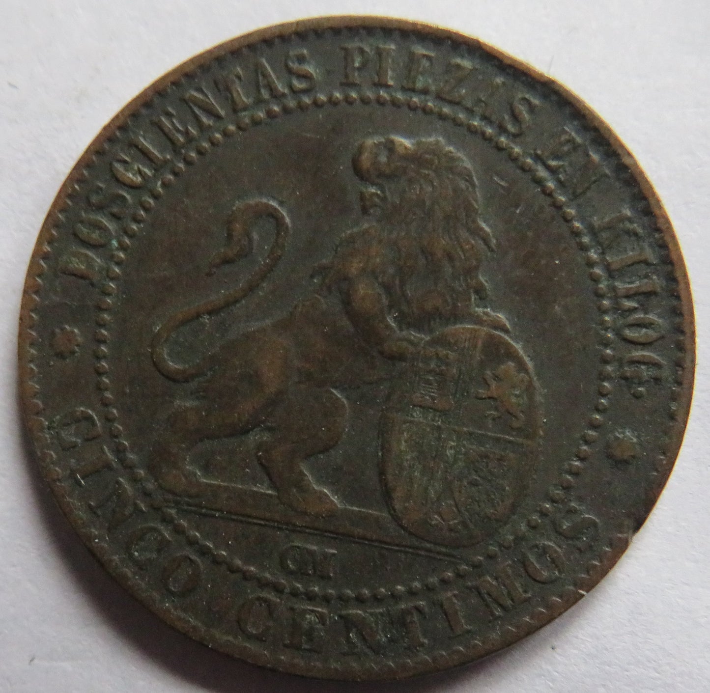 1870 Spain 5 Centimos Coin
