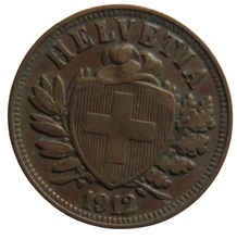 Load image into Gallery viewer, 1912 Switzerland 2 Rappen Coin
