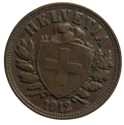 1912 Switzerland 2 Rappen Coin