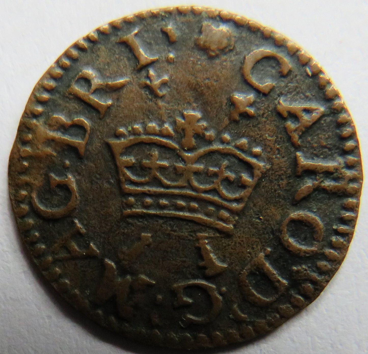 1625-44 Charles I Ireland Richmond Issue Farthing Coin Good Example