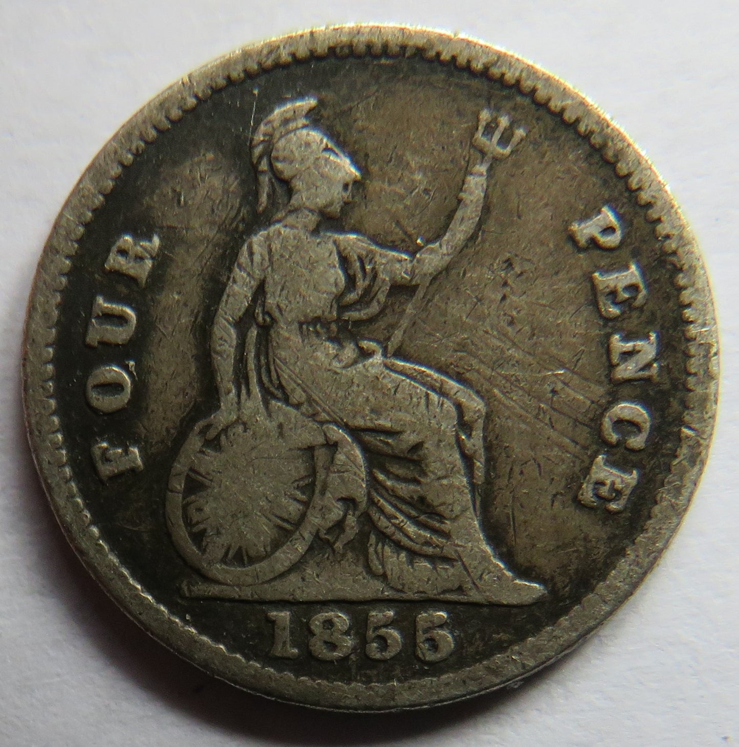 1855 Queen Victoria Silver Fourpence / Groat Coin