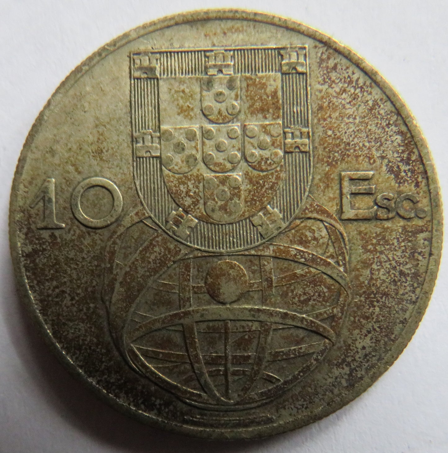 1954 Portugal Silver 10 Escudos Coin