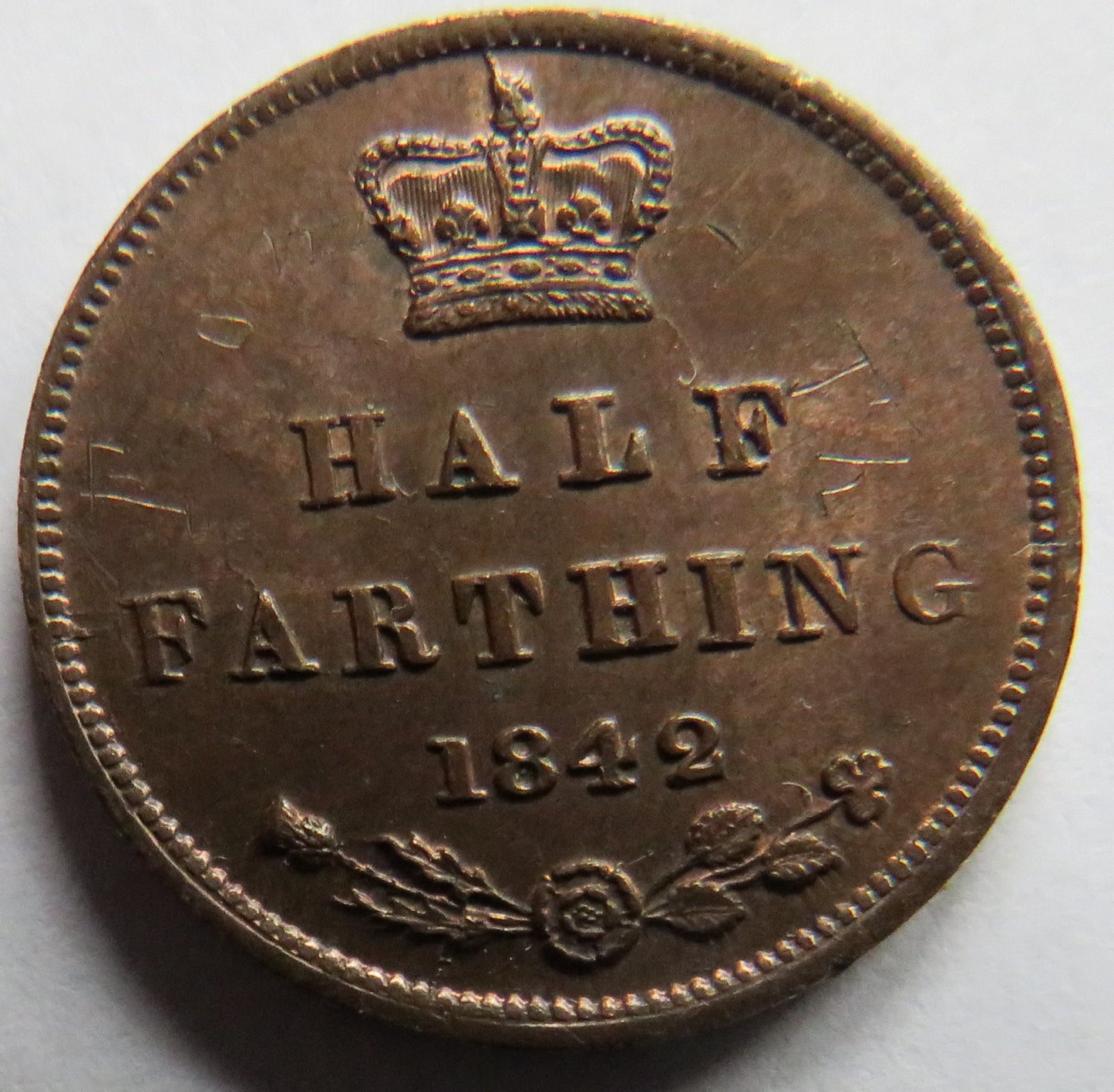 1842 Queen Victoria Half-Farthing Coin In High Grade