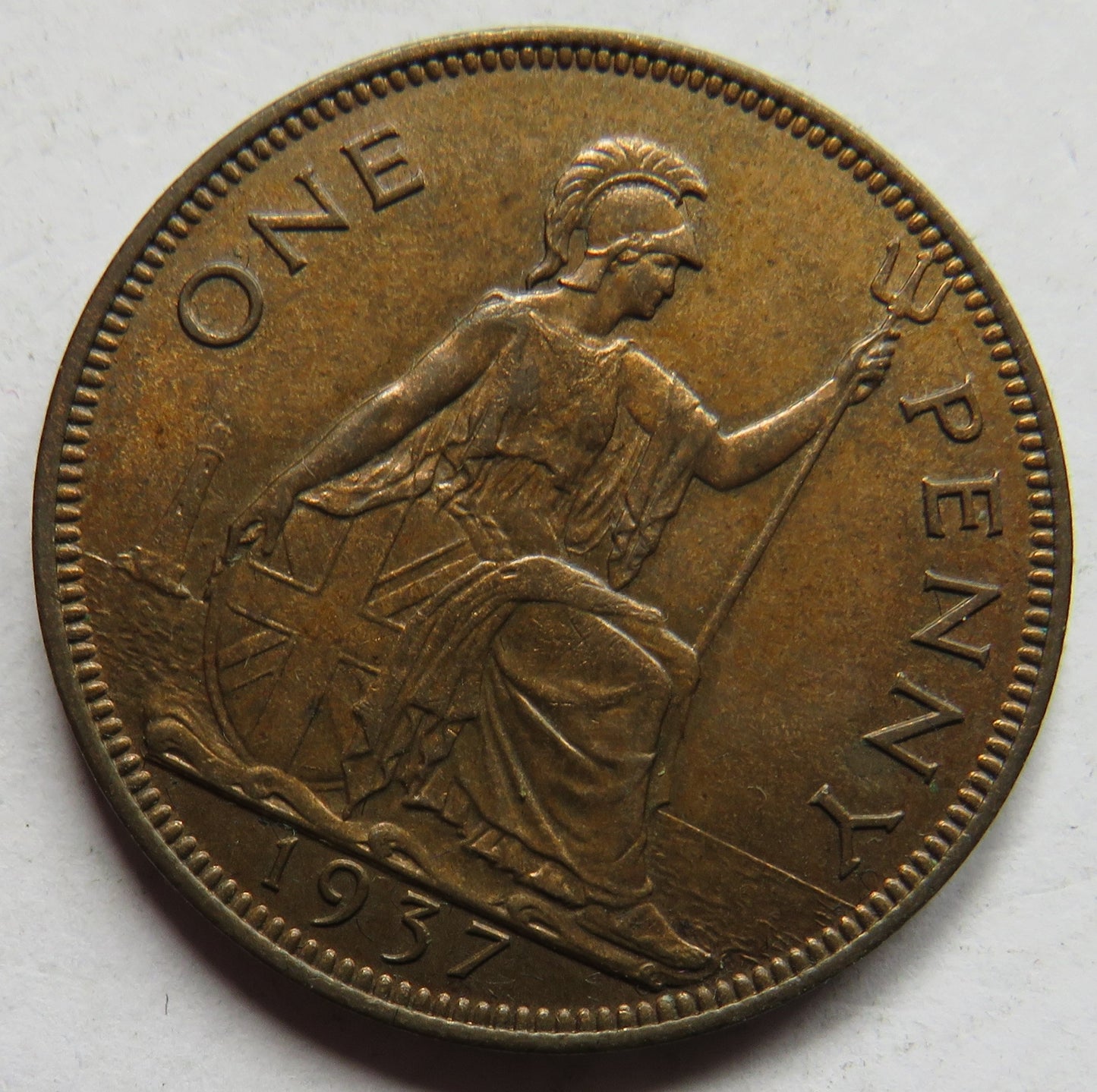 1937 King George VI One Penny Coin In High Grade,.
