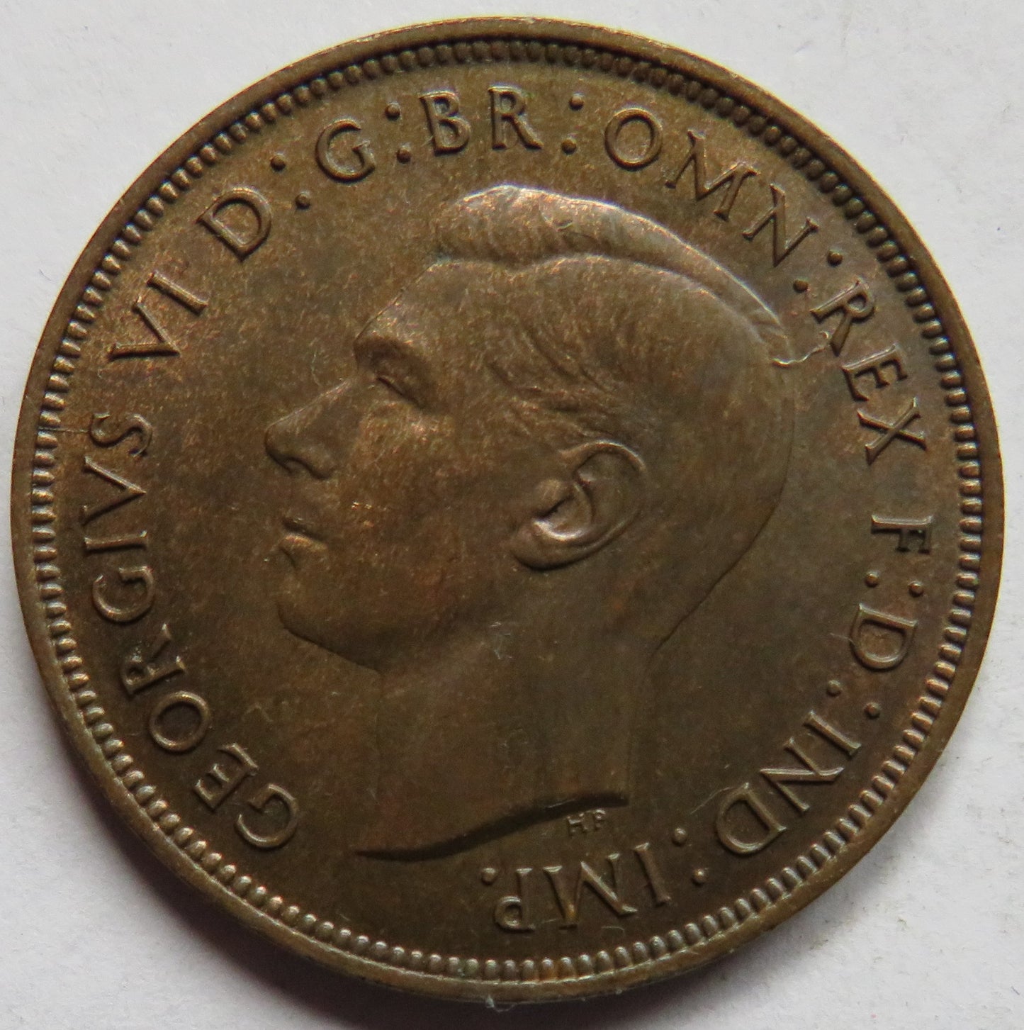1937 King George VI One Penny Coin In High Grade.