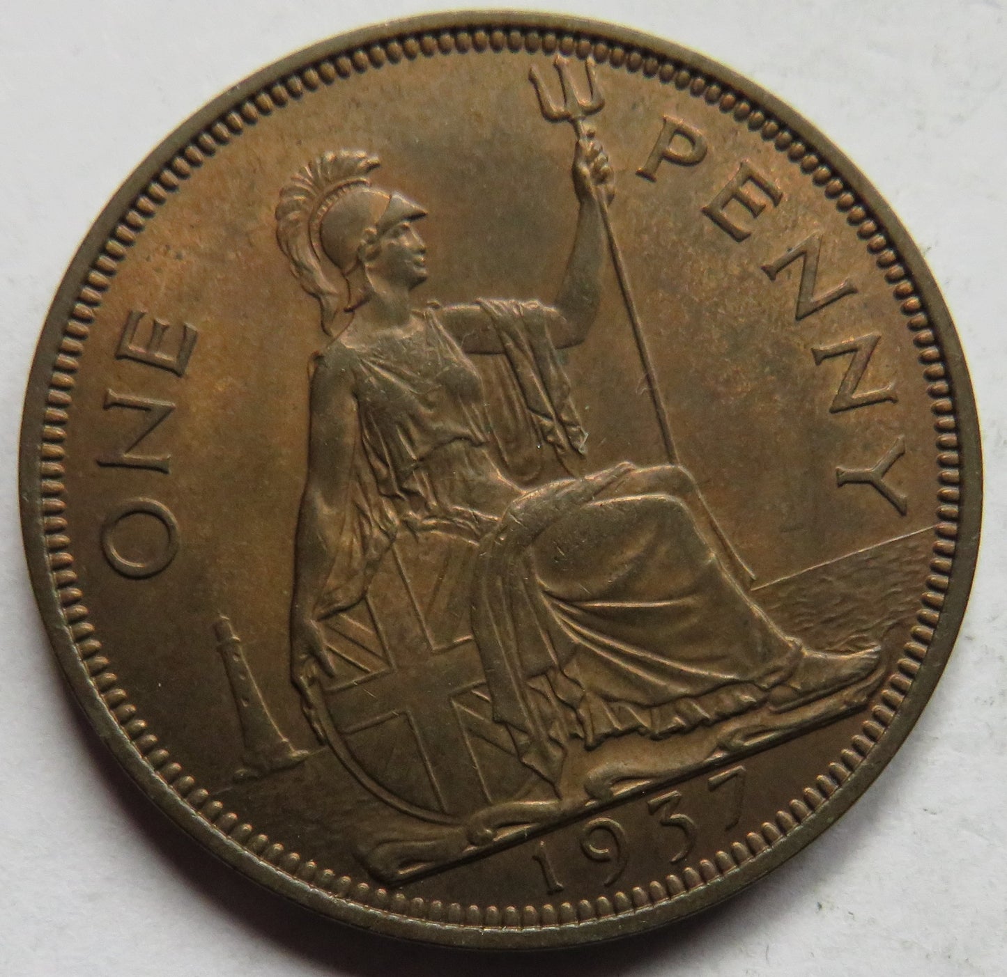 1937 King George VI One Penny Coin In High Grade