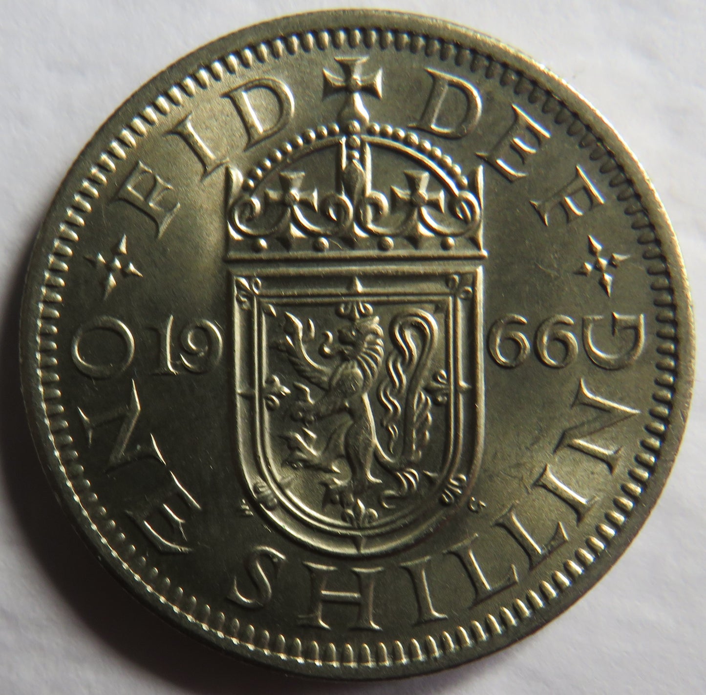 1966 Queen Elizabeth II Shilling Coin (Scottish Reverse) High Grade