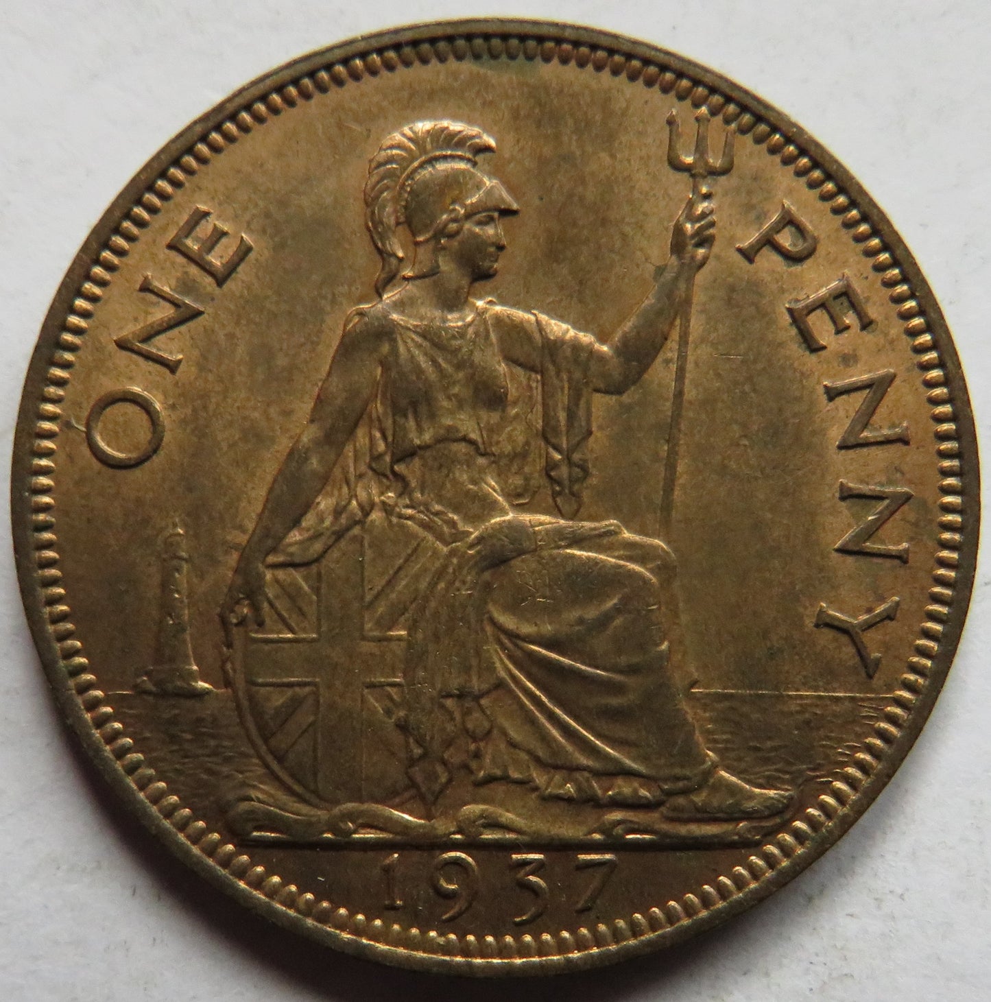 1937 King George VI One Penny Coin In High Grade