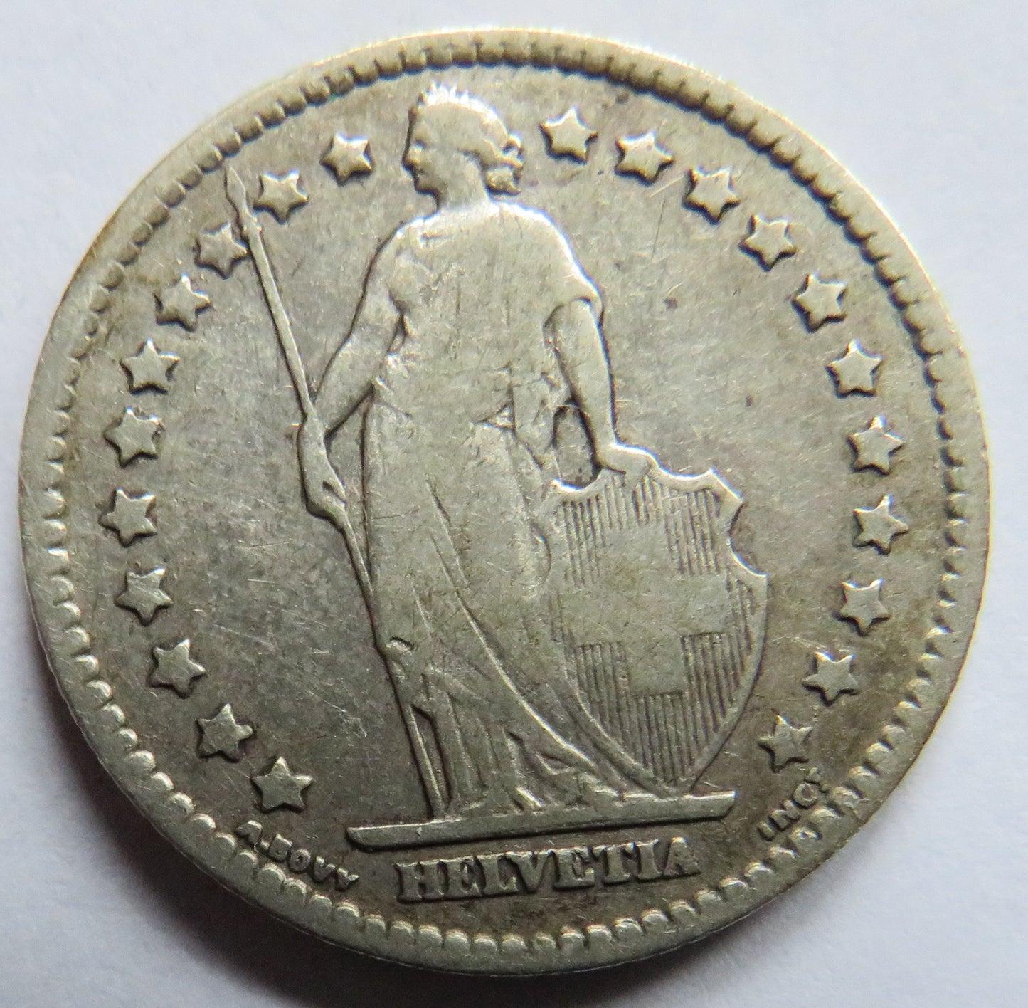 1880 Switzerland Silver One Franc Coin
