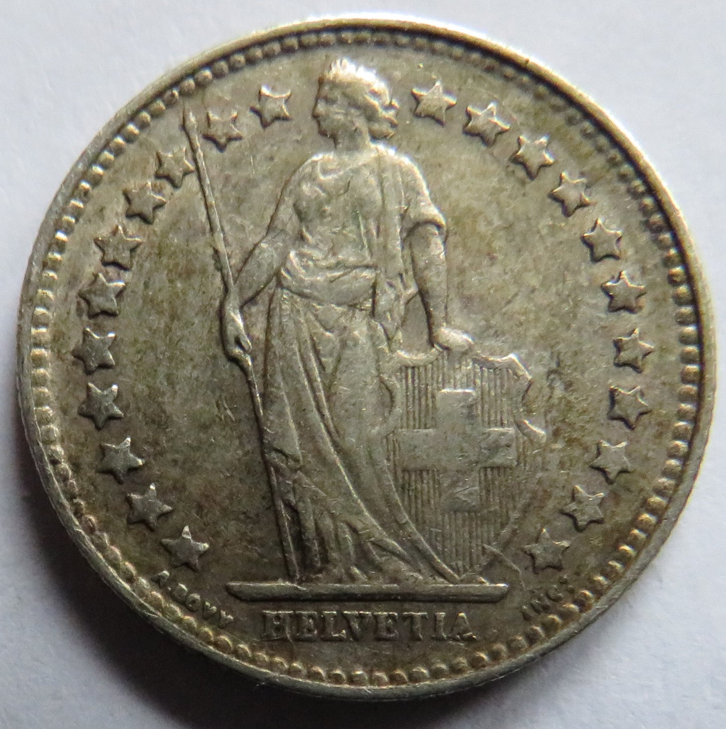 1921 Switzerland Silver 1/2 Franc Coin