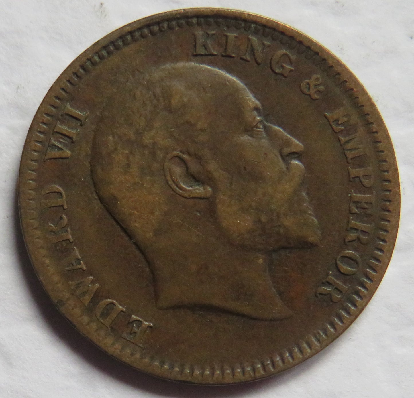 1910 King Edward VII India 1/4 Quarter Anna Coin
