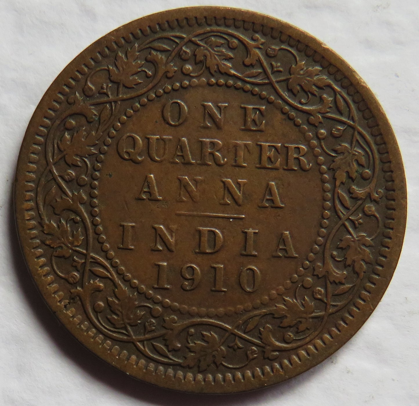 1910 King Edward VII India 1/4 Quarter Anna Coin
