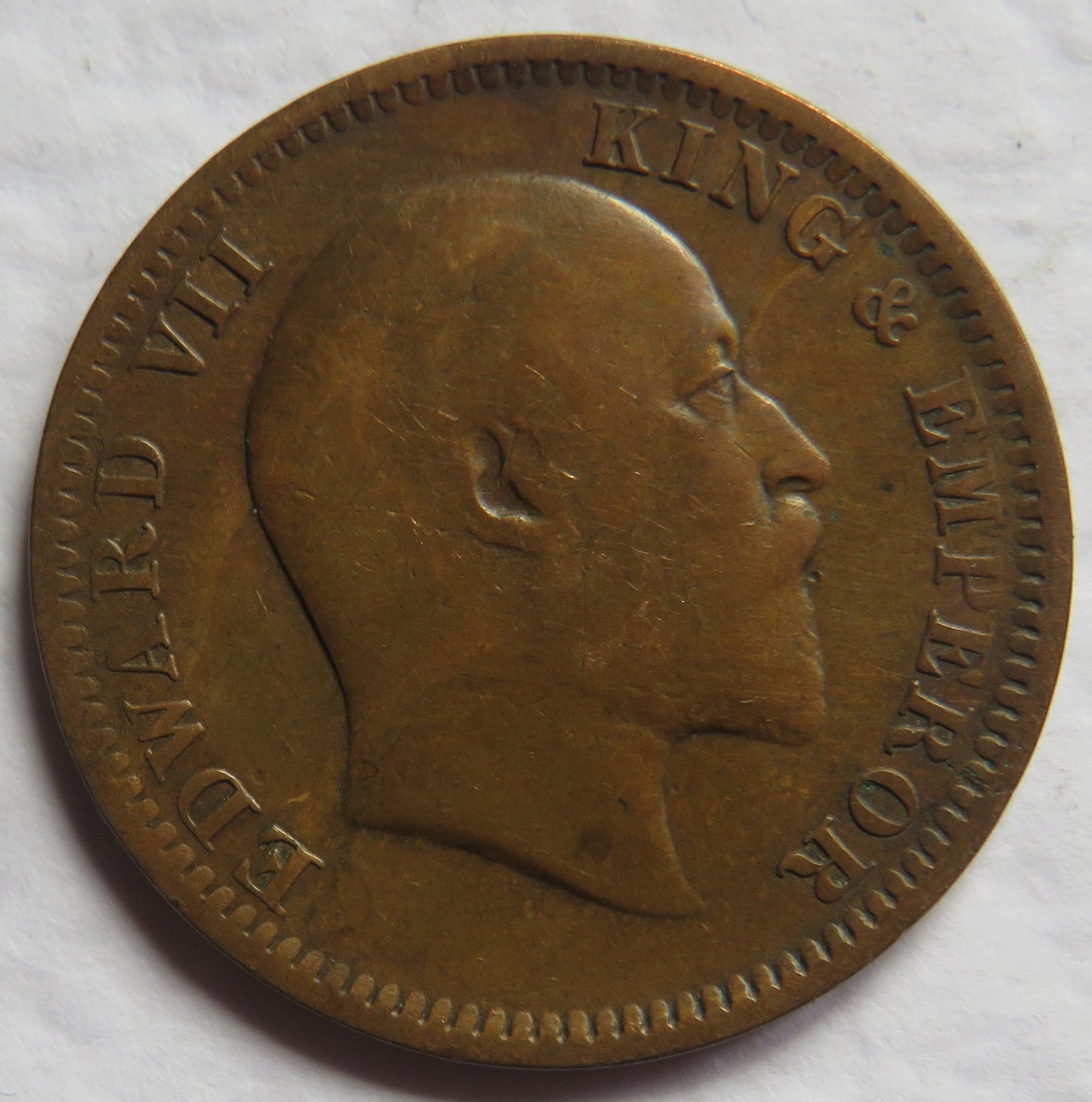 1910 King Edward VII India 1/4 Quarter Anna Coin