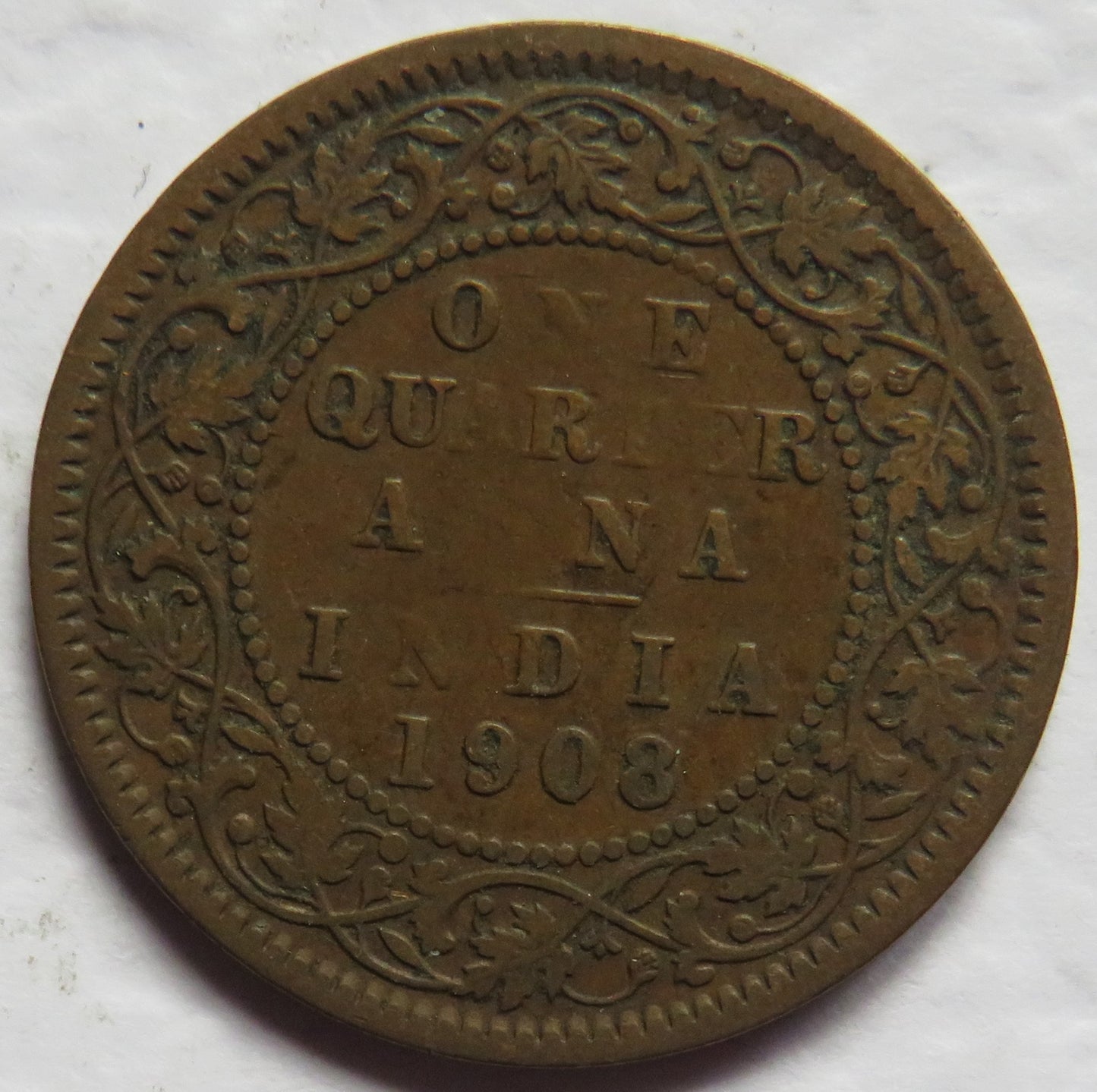 1908 King Edward VII India 1/4 Quarter Anna Coin