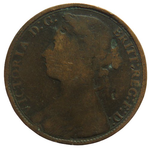 1879 Queen Victoria Bun Head One Penny Coin - Great Britain