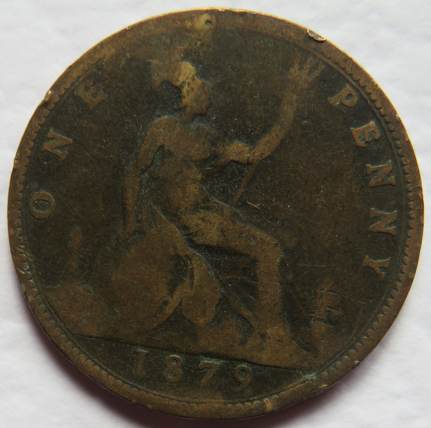 1879 Queen Victoria Bun Head One Penny Coin - Great Britain