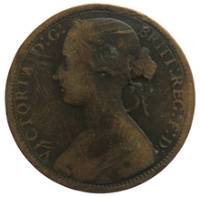 Load image into Gallery viewer, 1867 Queen Victoria Bun Head One Penny Coin - Great Britain
