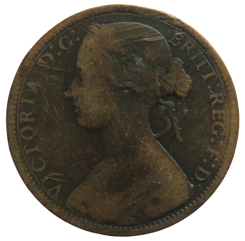 1867 Queen Victoria Bun Head One Penny Coin - Great Britain
