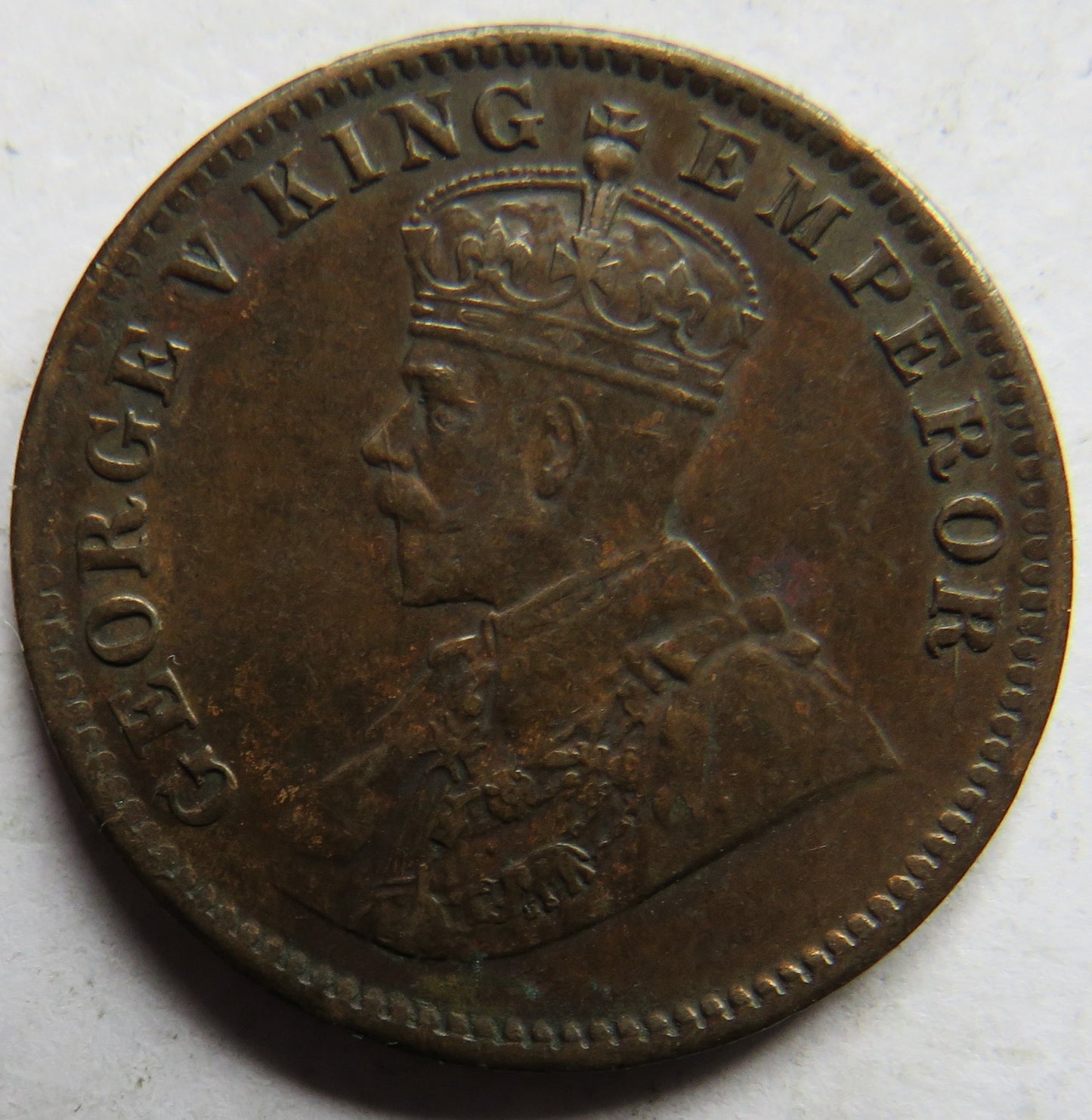 1918 King George V India 1/4 Anna Coin
