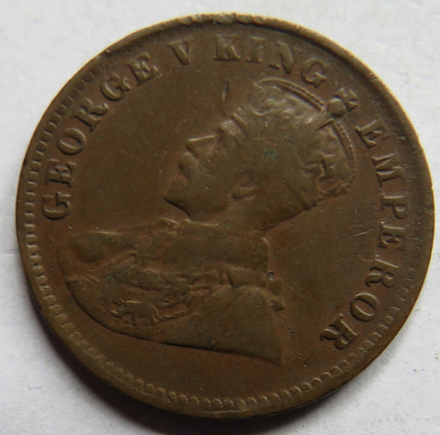 1919 King George V India 1/4 Anna Coin