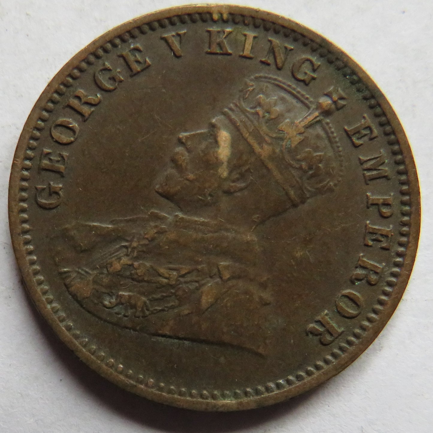 1919 King George V India 1/4 Anna Coin