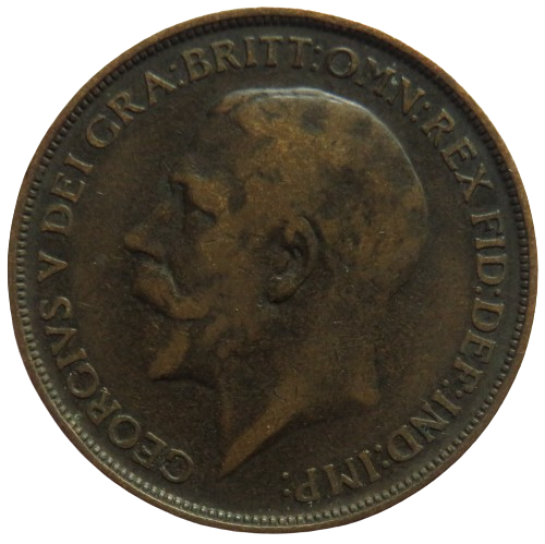1912-H King George V One Penny Coin - Great Britain