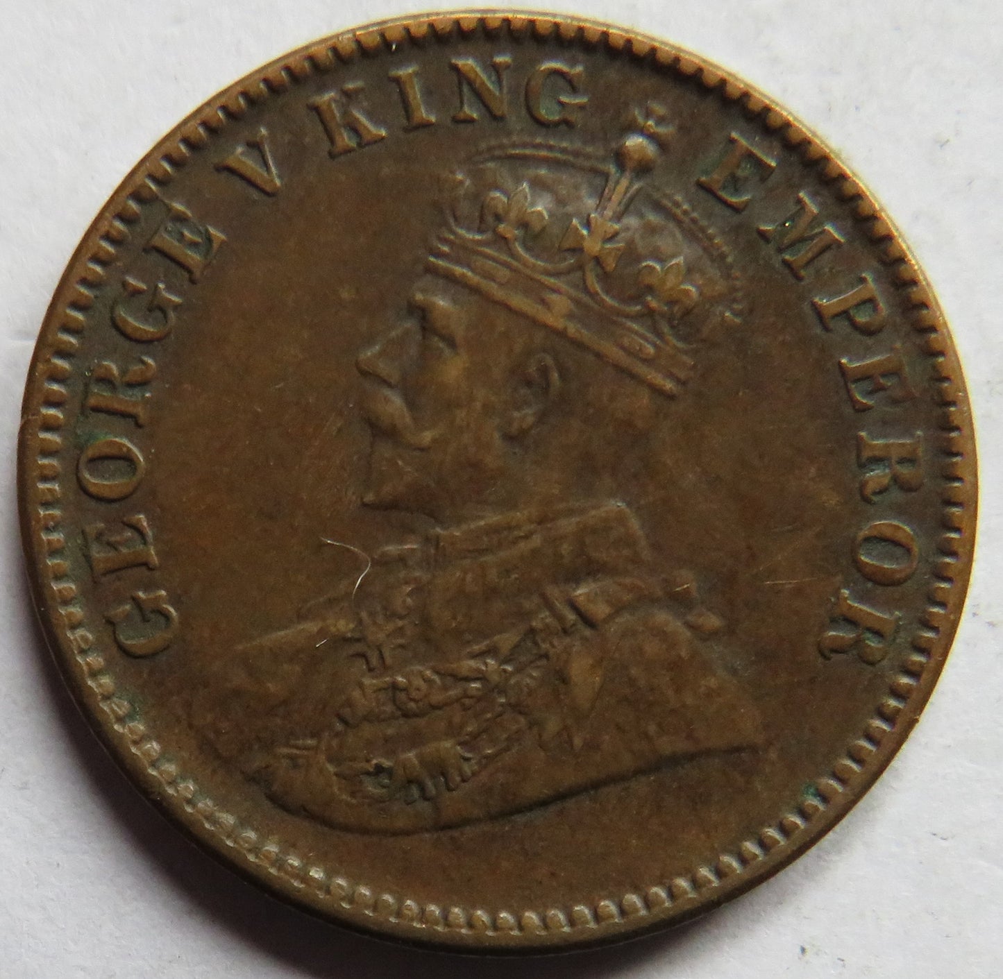 1929 King George V India 1/4 Anna Coin