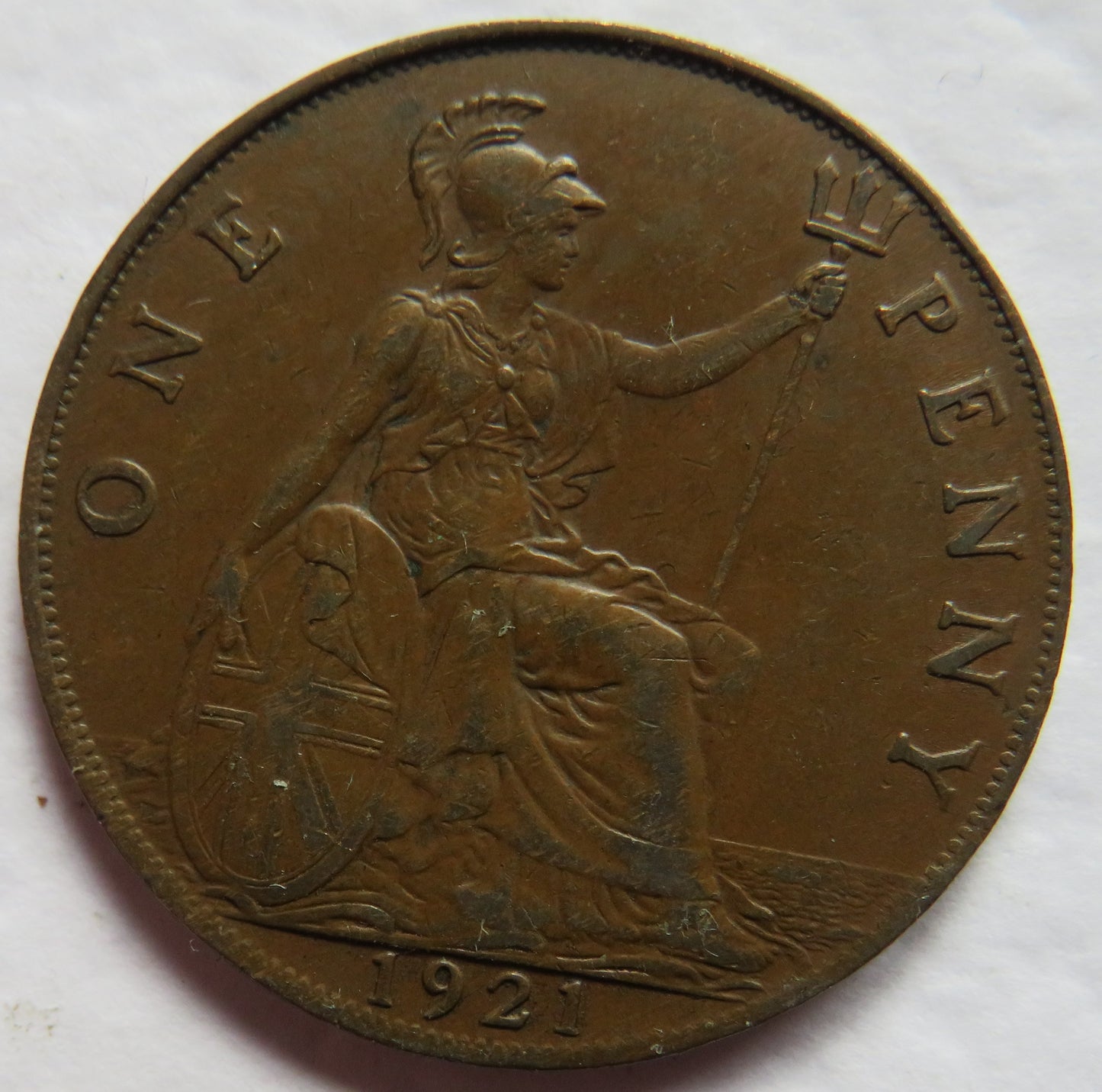 1921 King George V One Penny Coin - Great Britain