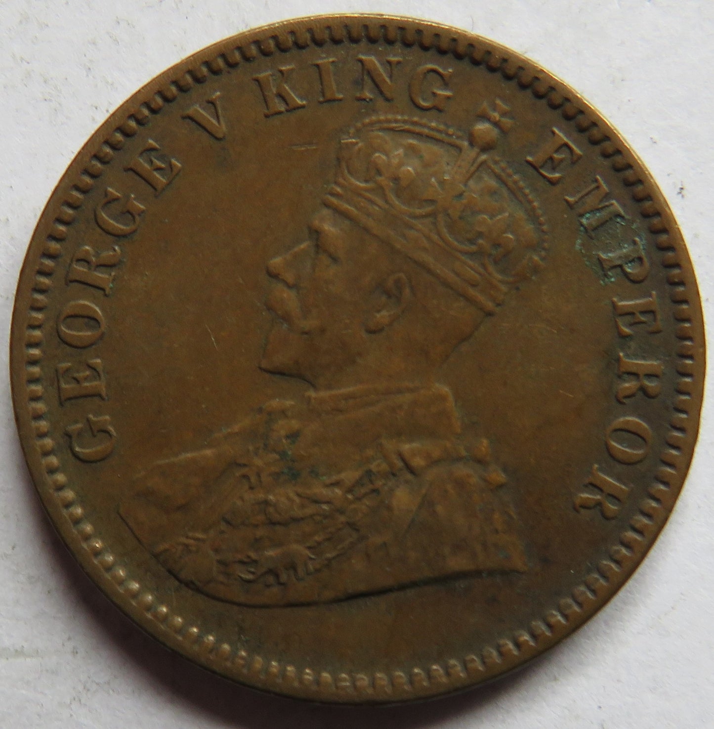 1934 King George V India 1/4 Anna Coin
