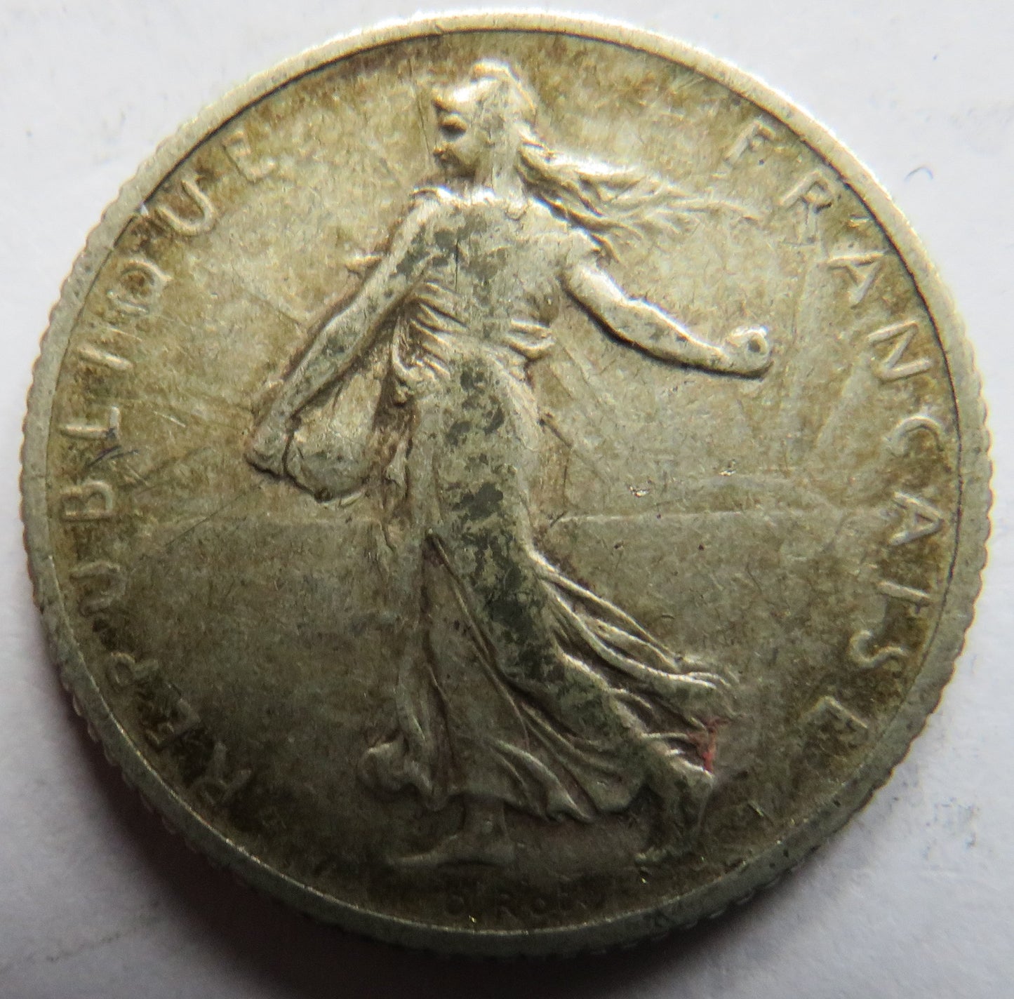 1909 France Silver One Franc Coin