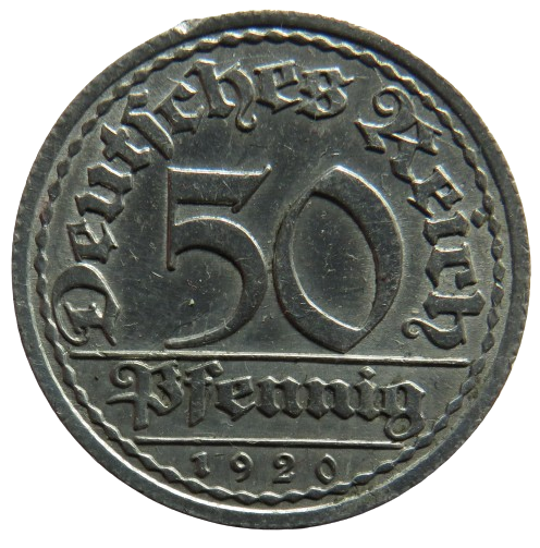 1920-A Germany - Weimar Republic 50 Pfennig Coin