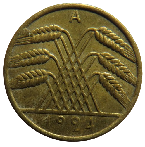 1924-A Germany - Weimar Republic 10 Reichspfennig Coin