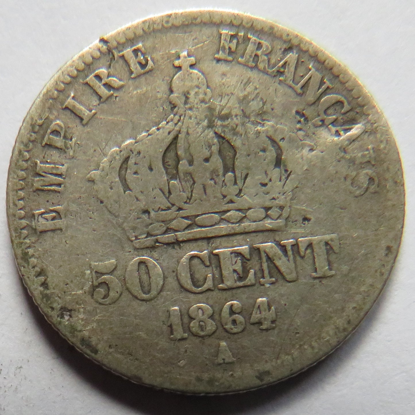1864-A France Silver 50 Centimes Coin