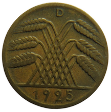 Load image into Gallery viewer, 1925-D Germany - Weimar Republic 10 Reichspfennig Coin

