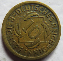 Load image into Gallery viewer, 1925-D Germany - Weimar Republic 10 Reichspfennig Coin
