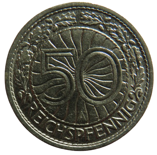 1927-A Germany - Weimar Republic 50 Reichspfennig Coin
