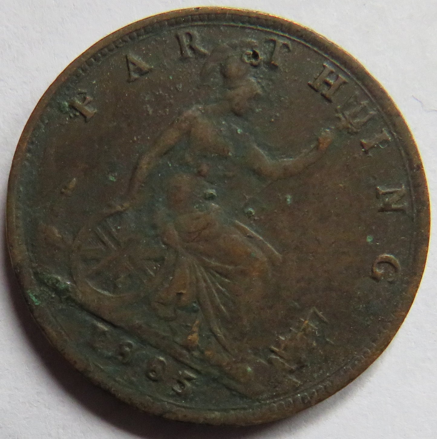 1885 Queen Victoria Bun Head Farthing Coin - Great Britain
