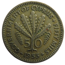 Load image into Gallery viewer, 1955 Queen Elizabeth II Cyprus 50 Cents Coin
