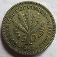 Load image into Gallery viewer, 1955 Queen Elizabeth II Cyprus 50 Cents Coin
