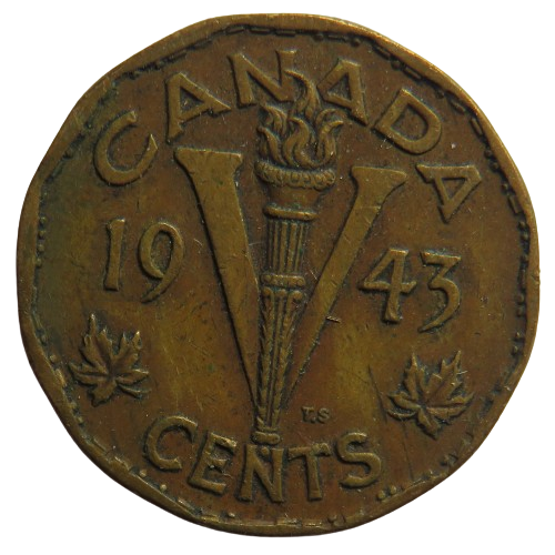 1943 King George VI Canada 5 Cents Coin